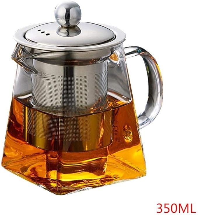 350ML/11.8OZ Square Glass Teapot for One with Heat