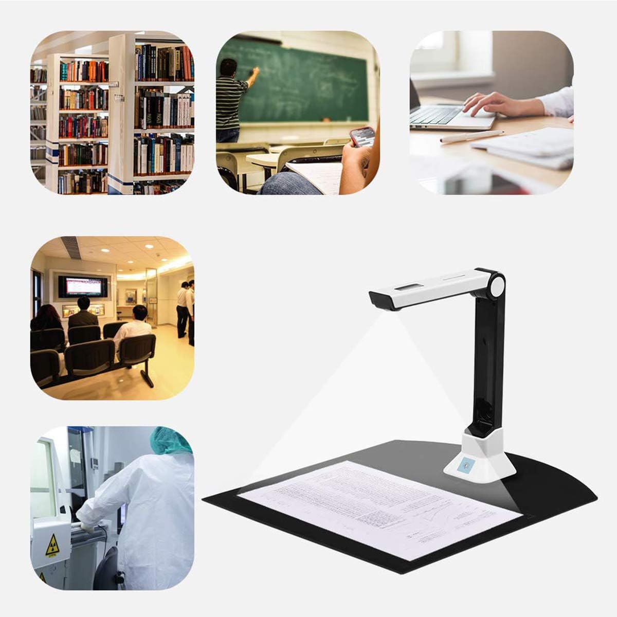 EnweGey Document Camera, Portable High-Definition Scanner, with Real-time Projection Video Recording Function, A4 Format, OCR Multi-Language Recognition, for Office Classrooms,Soft Bottom: Home & Kitchen