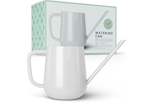 LOOPSEED Metal Watering Can for Indoor Houseplants Outdoor Garden Long Sprout Water Can for Succulents Herb Bonsai Modern Garden Tool 33.8oz/1000ml (Brilliant White)