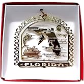 Florida State Landmarks Brass Christmas Ornament