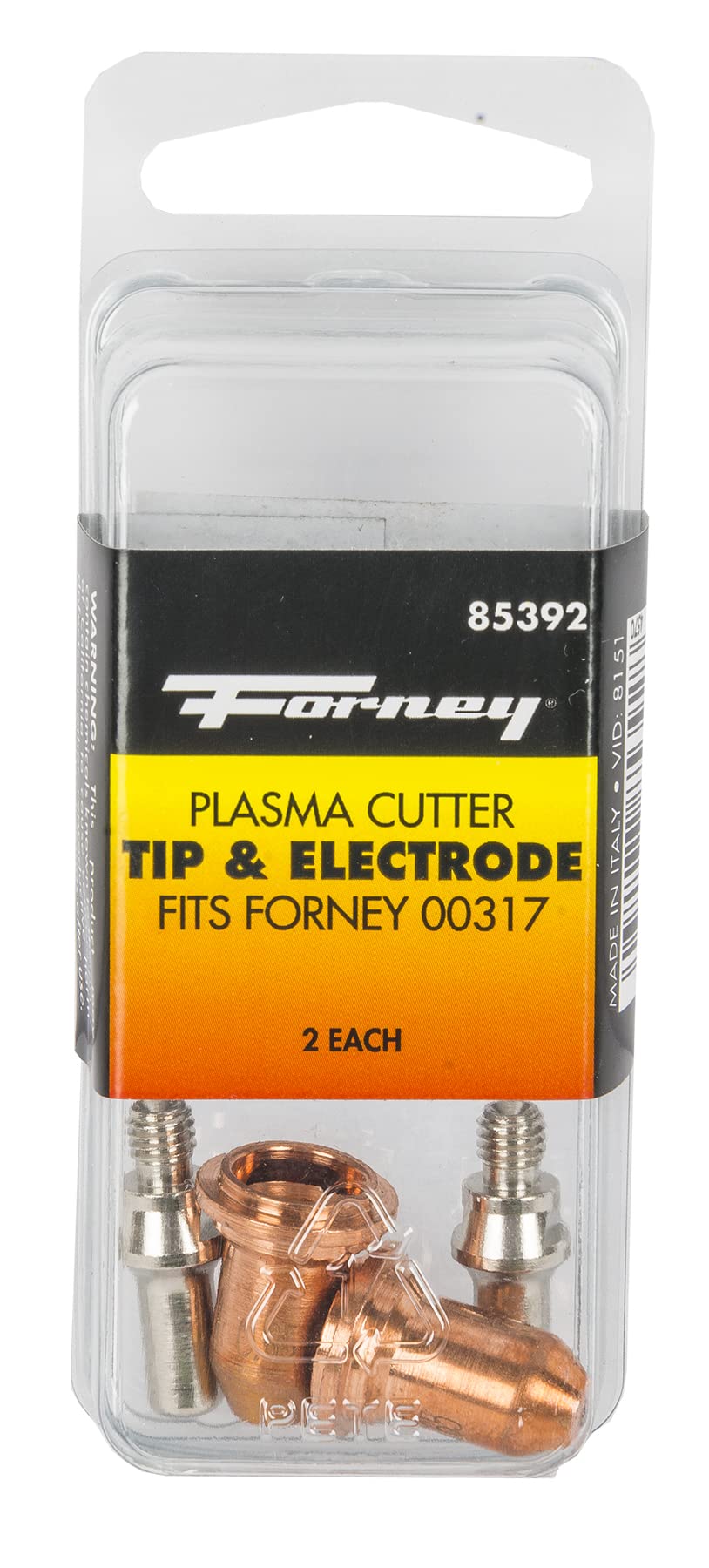 Forney 85392, 2-Plasma Electrode Nozzle Tips and 2-Plasma Cutting Tips Consumable Accessories for Plasma Cutting Torch use SKU# 251, 302, 303 and 317, 4-Pack