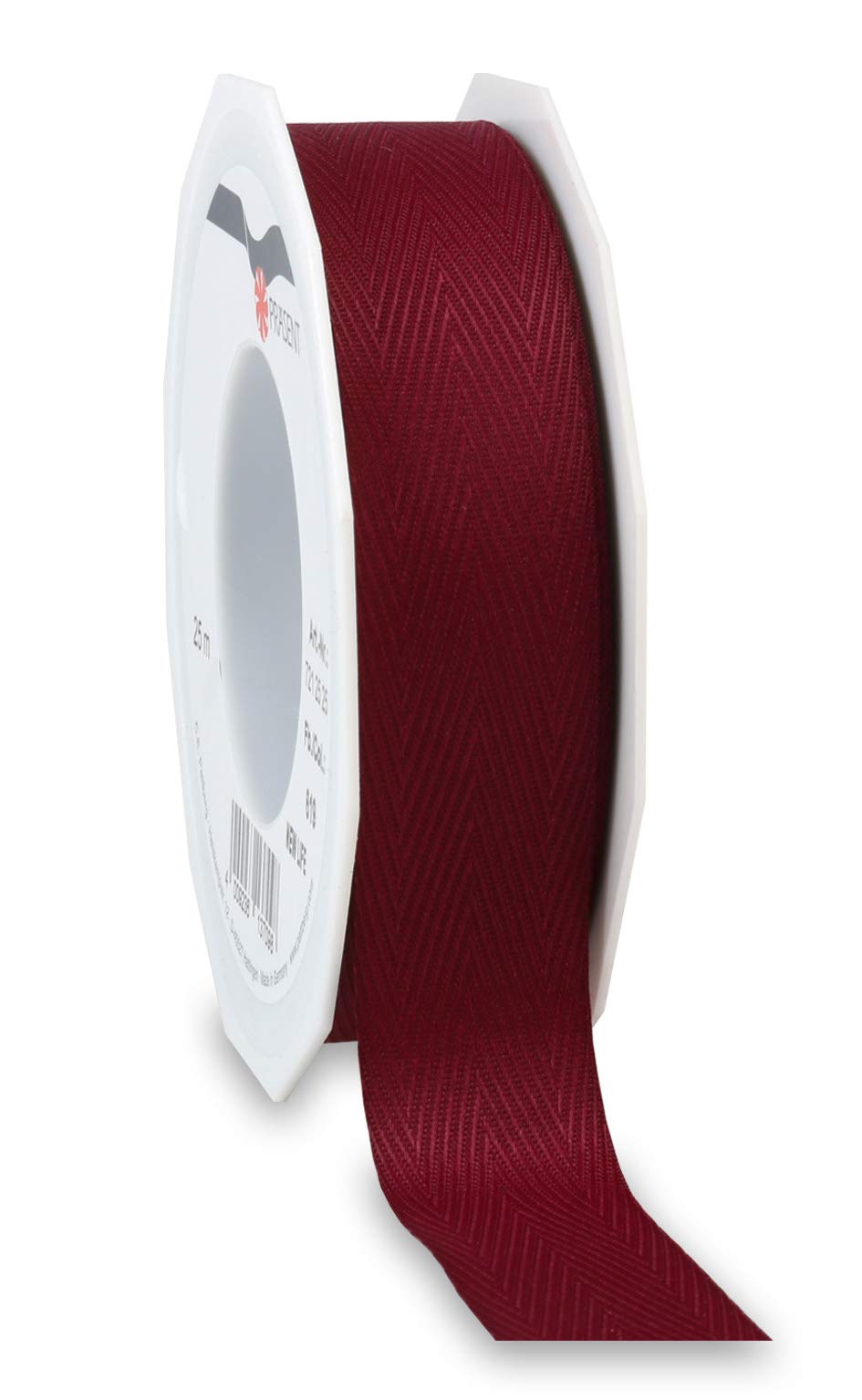 Präsent - New Life 100% Recycled Ribbon Bordeaux 25 mm Width, 25 m Length