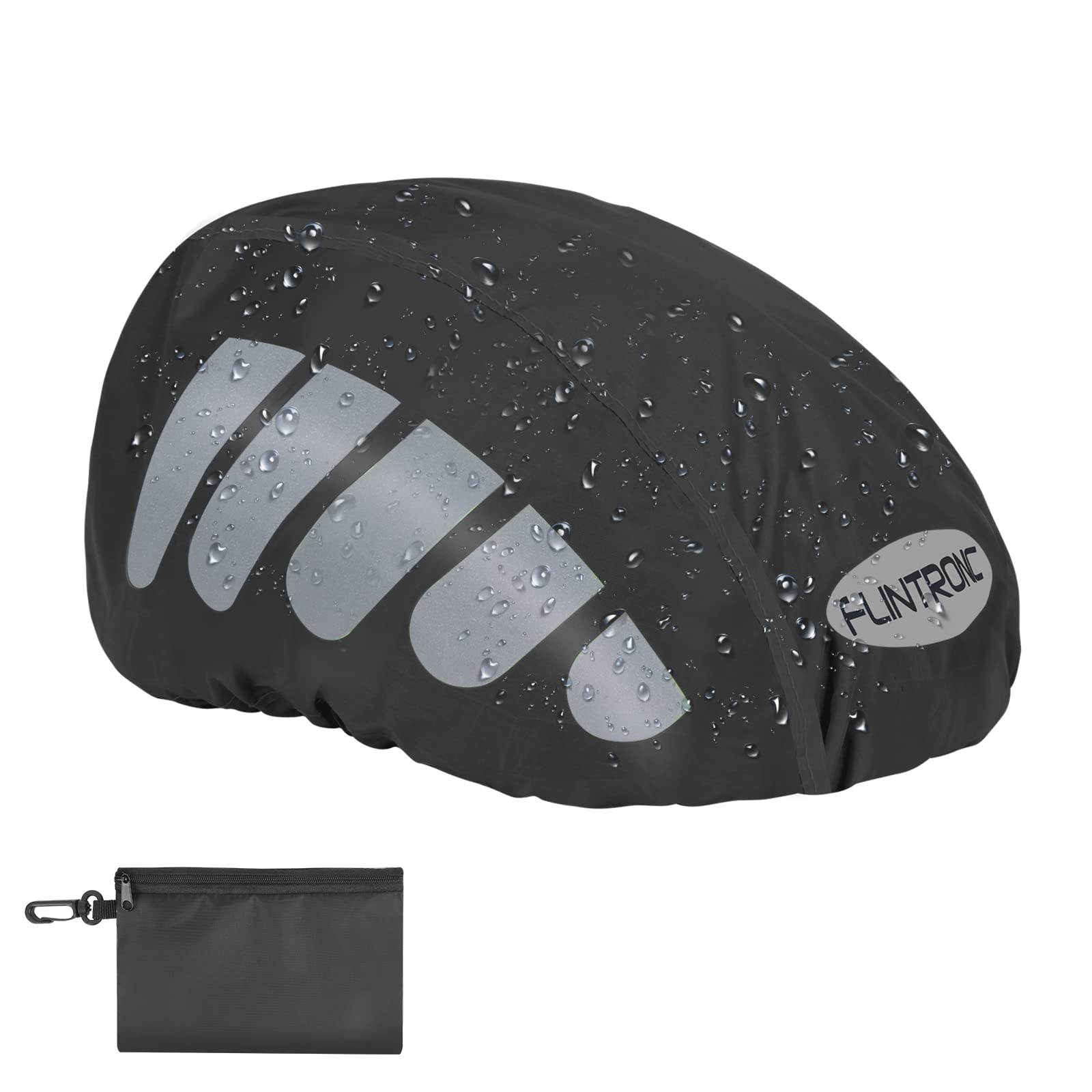 BTR Helmet Cover, Waterproof Helmet Rain Cover, High Visibility Bike Helmet Cover with Reflective Strip, Dustproof Cycling Helmet Cover for Travel and Driving - One Size Fits All (Black)