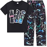 LKALPSQ Teen Boys Clothes Camo 2 Piece Outfits Letter Printing Short Sleeve and Color Block Pants Clothing Set Size 6-12