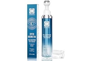 Hicream 5% Caffeine Eye Serum and Under Eye Roller Cream for Dark Circles and Puffiness, Caffeine Eye Cream with 360° Massage Ball Reduce Wrinkles and Fine Lines, Bags under eyes