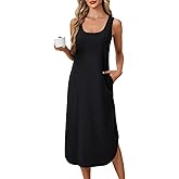Vrtige Women's Sleeveless Tank Nightgowns Scoop Neck Sleep Dress
