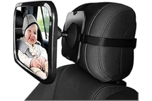 Dorart Rear Facing Baby View Mirror for Child Safety Car Seat - Crystal Clear Reflection via Crash-tested & Shatterproof Convex Mirror