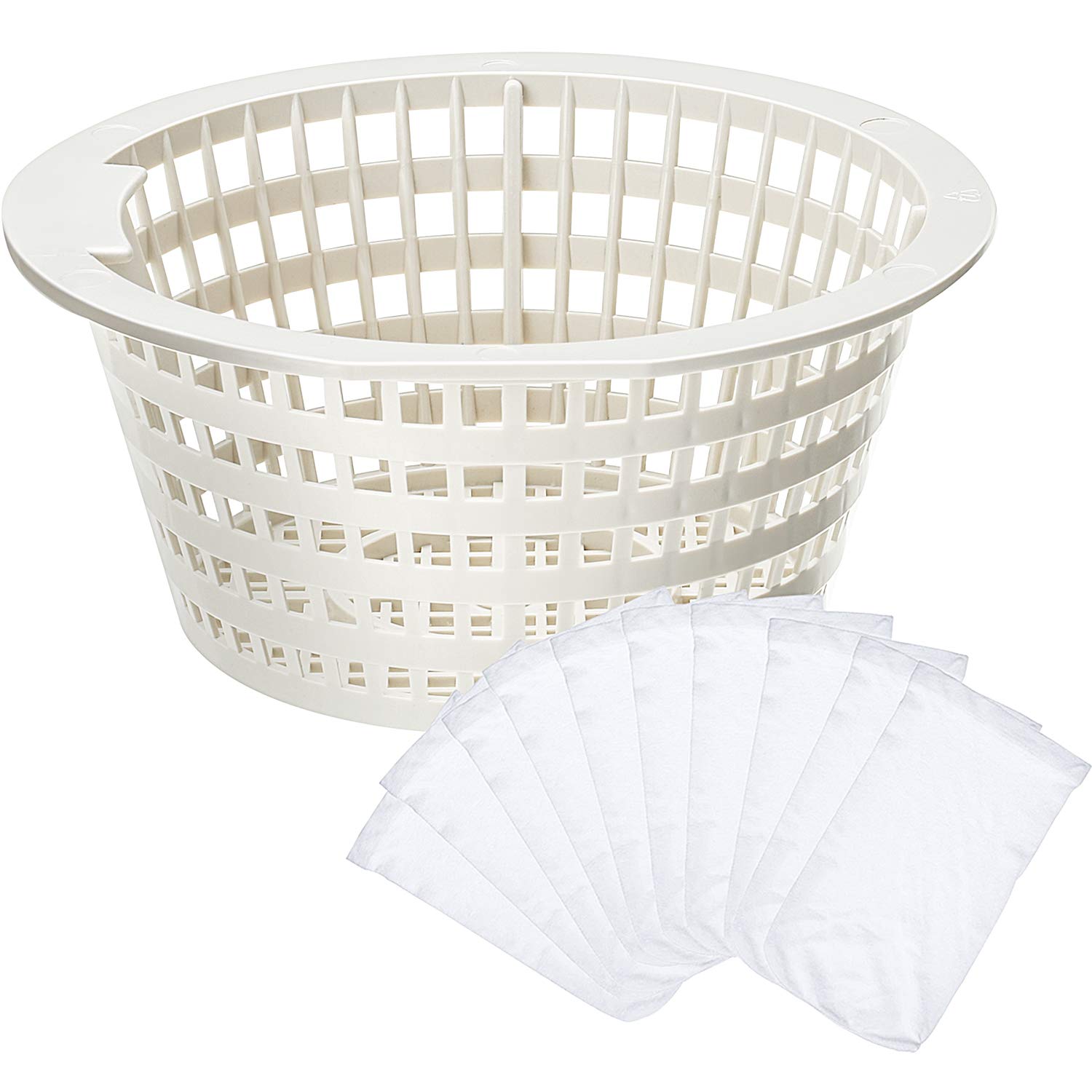 Boao Replacement Skimmer Basket Strainer Basket Small Standard Size with 10 Pool Skimmer Socks, Durable Elastic Nylon Fabric Filters of Swimming Pools, Pool Supplies Skimmers (Without Handle)