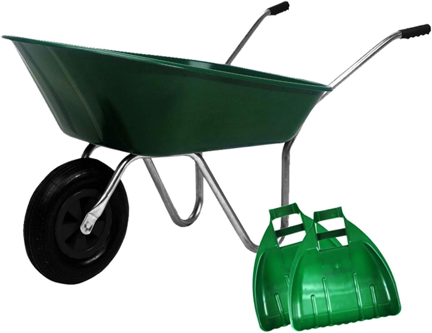 simpaoutdoor Durable Green Plastic Wheelbarrow 85 Litre with Pnuematic