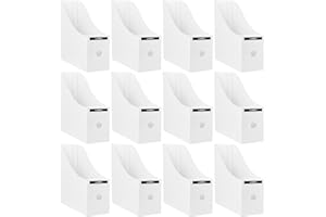 Limitliho White Magazine Holde ( 12 Pack), Magazine File Holder for Home, Office, Desk, 10.6'' H×10.2'' L ×3.5''W Magazine Storage Box
