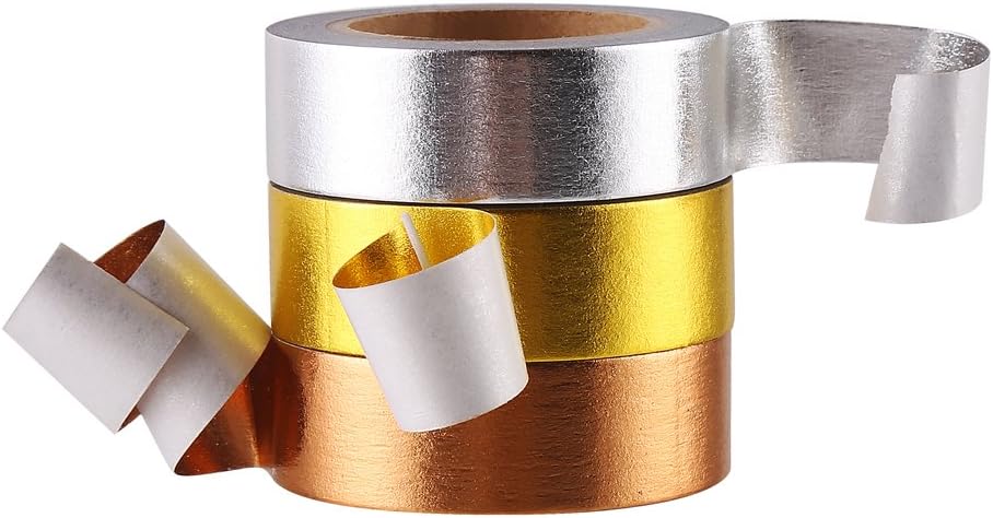 DECORA 3 Pieces Gold Washi Masking Tape Collection Premium DIY Arts & Crafts Tape and Gift Wrapping Supplies for Christmas and New Year Decoration