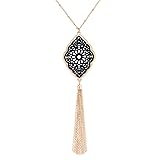 PHALIN Long Necklace for Women Leopard Quatrefoil