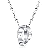 18k Gold-plated Interlocking Circles Love Necklace for Women, Adjustable Stainless Steel Silver Pendant Necklace, Unique Gifts for Women on Birthday Christmas Valentines