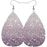 Vosach Shiny Fragment Faux Leather Earrings Abstract Shiny Christmas Background Glitter Teardrop Leather Dangle Earrings Women Earrings For Wedding Bridal