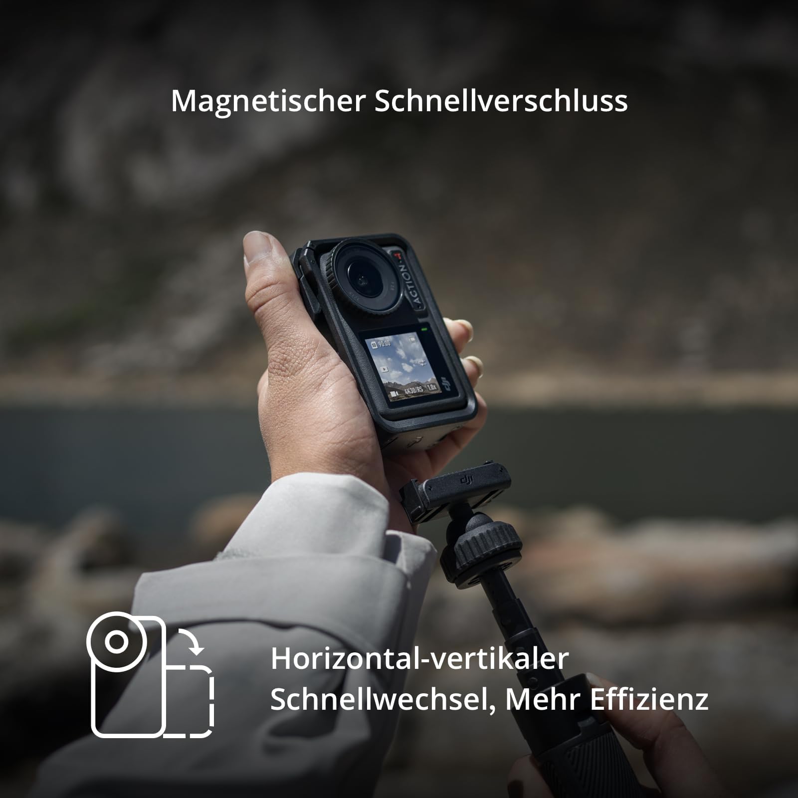 DJI Osmo Action 4 Essential-Combo, 4K/120fps Action Cam mit 1/1,3-Zoll-Sensor, Unterwasserkamera, Atemberaubende Low-Light-Aufnahmen, 10-Bit und D-Log M-Farbleistung, Langlebiger 1.770 mAh Akku 4