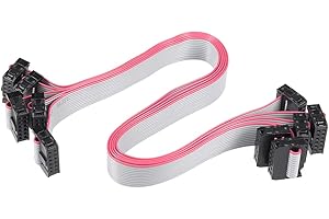 uxcell IDC 12 Pins Connector Flat Ribbon Cable Female Connector Length 30cm 2.54mm Pitch,5pcs