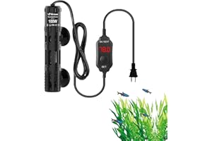 VCRAZE Fish Tank Heater with LED Digital Display Thermostat, Submersible Aquarium Heater with Protective Housing, 100W Adjustable Fish Heater for 10-20 Gallon Tanks