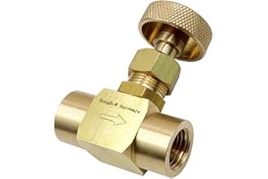 HongBoW Hardware Instrument Brass Needle Valve Propane Gas Needle Valve Wheel Handle 600 Psi(WOG) (1/4 NPT Female x 1/4 NPT Female)