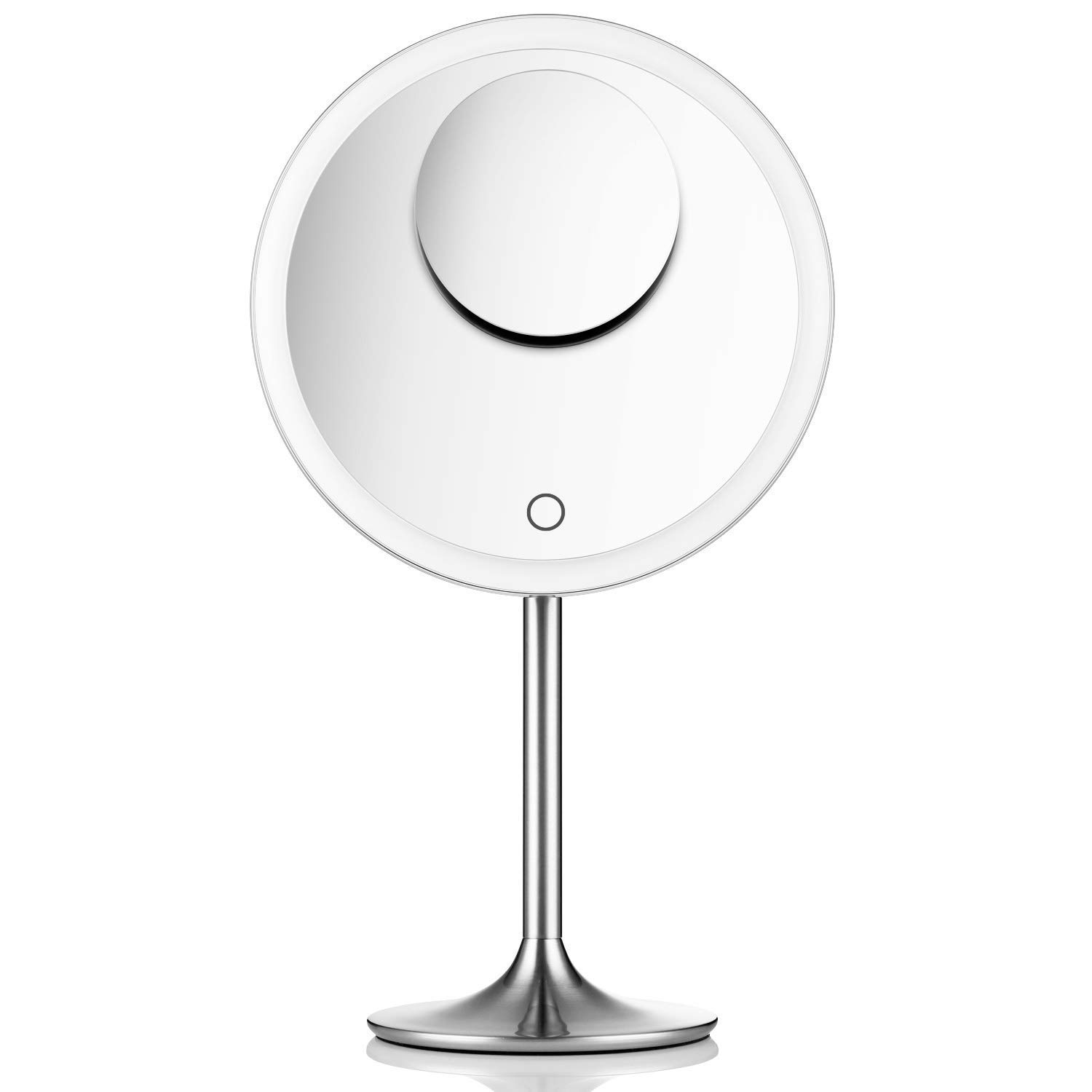 Photo 1 of Miusco Makeup Mirror 9" Vanity Mirror with Lights, 5X & 10X Magnification - Front/Back Magnetic Design, Rechargeable & Cordless, Touch Dimming, 90° Adjustable Angle, Metal Frame, Includes USB Cable