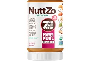 NuttZo Organic Power Fuel 7 Nuts and Seeds Butter, Crunchy, Paleo and Keto Friendly, Peanut and Gluten Free, Kosher, No Added Sugar or Oil, 16 oz Jar