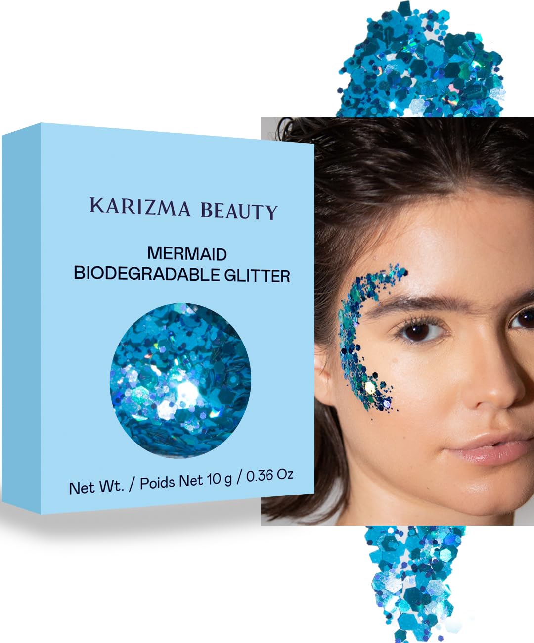 Mermaid Biodegradable Chunky Glitter // Karizma Beauty Bio Glitter Eco Glitter Face Glitter 8g — image 1