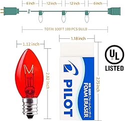 C9 Bulb String Lights Outdoor 100 Feet Multicolored