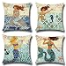ULOVE LOVE YOURSELF Ocean Theme Throw Pillow Case Mediterranean Style Cotton Linen Mermaid Square Cushion Covers 18 X 18 Inch Nautical Pillow Covers,4 Pack Coastal Pillow Covers primary