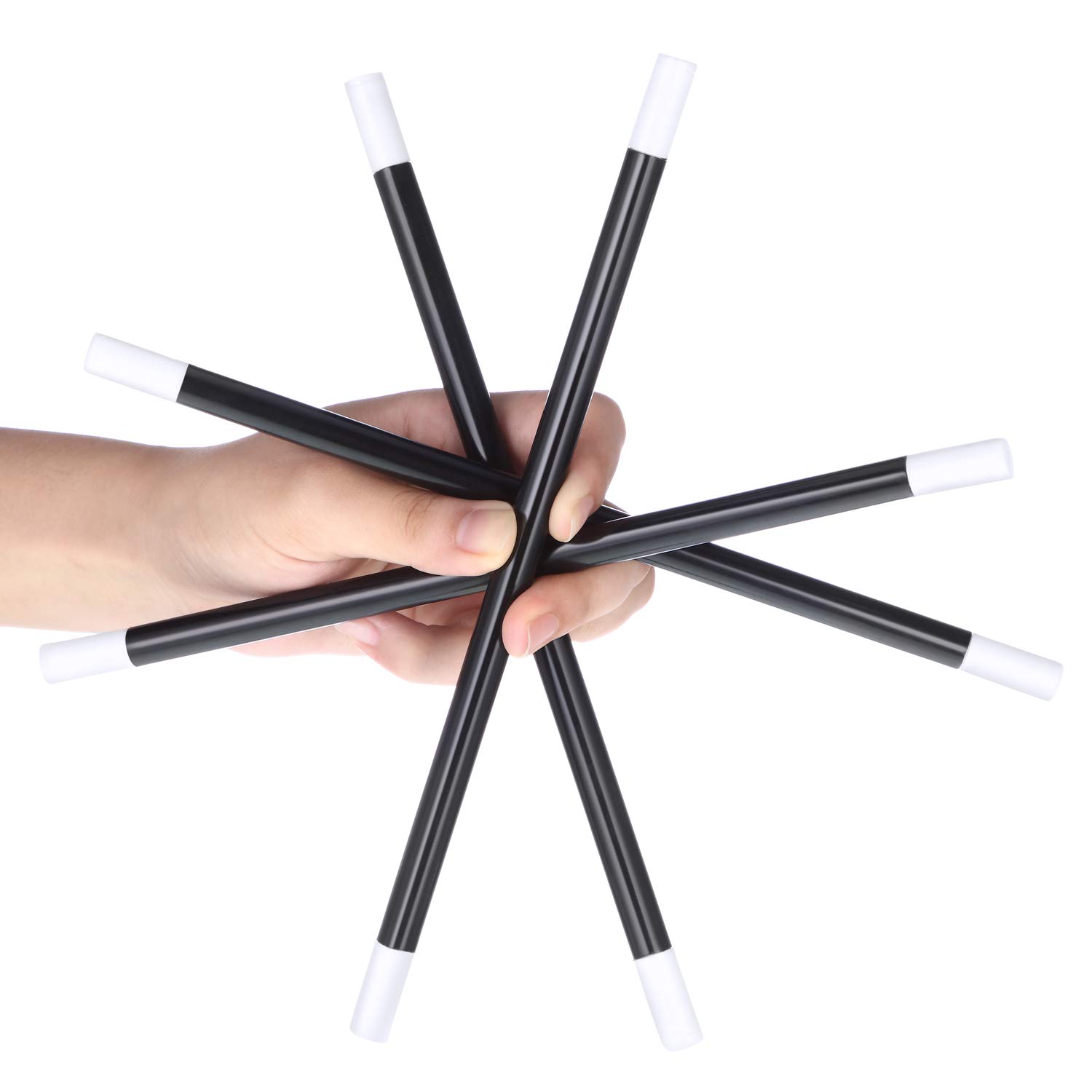 Gejoy 12 Pcs 10 Inches Plastic Magical Wand Black and White Spell Casting Stick Magician Wand for Witch Magician Costume, Halloween Party Favors, Birthday Games Kit