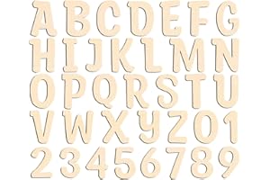 124 Pcs Wooden Letters 2 Inch for Crafts Unfinished Capital Wooden Alphabet Letters and Numbers Focal20 Small Wood Letters for DIY Painting Arts Home Decorations