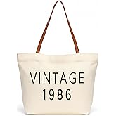 Siteshy 40th Birthday Gifts for Women, Vintage 1986 Canva Tote Bag,Decorations for Her 40 Year Old Birthday Gifts Woman Wife