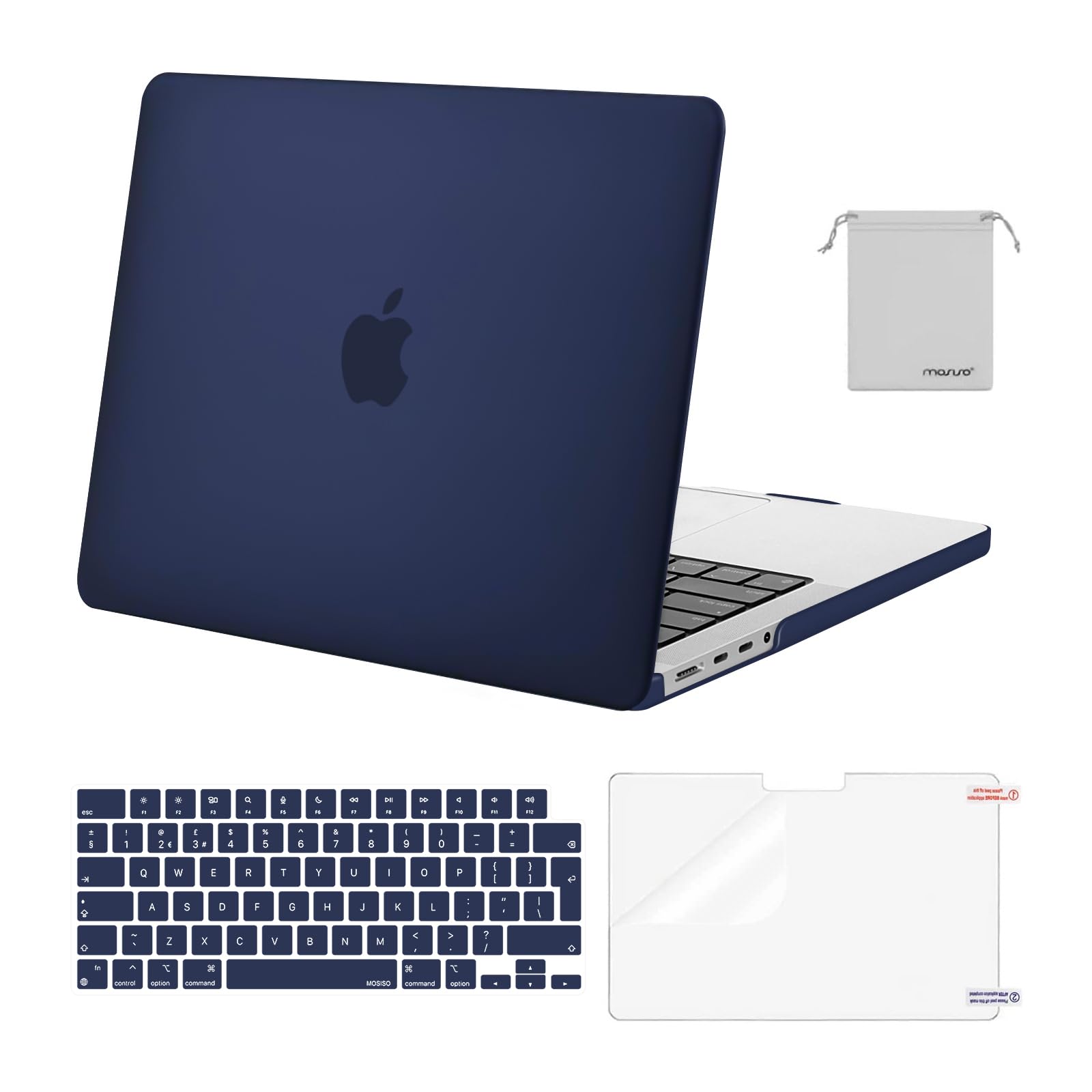 MOSISO Compatible with MacBook Pro 14 inch Case 2026-2021 M5 M4 M3 M2 M1 A3434 A3112 A3185 A3401 A2918 A2992 A2779 A2442, Hard Shell Cover &Keyboard Skin &Screen Protector &Pouch, Navy Blue