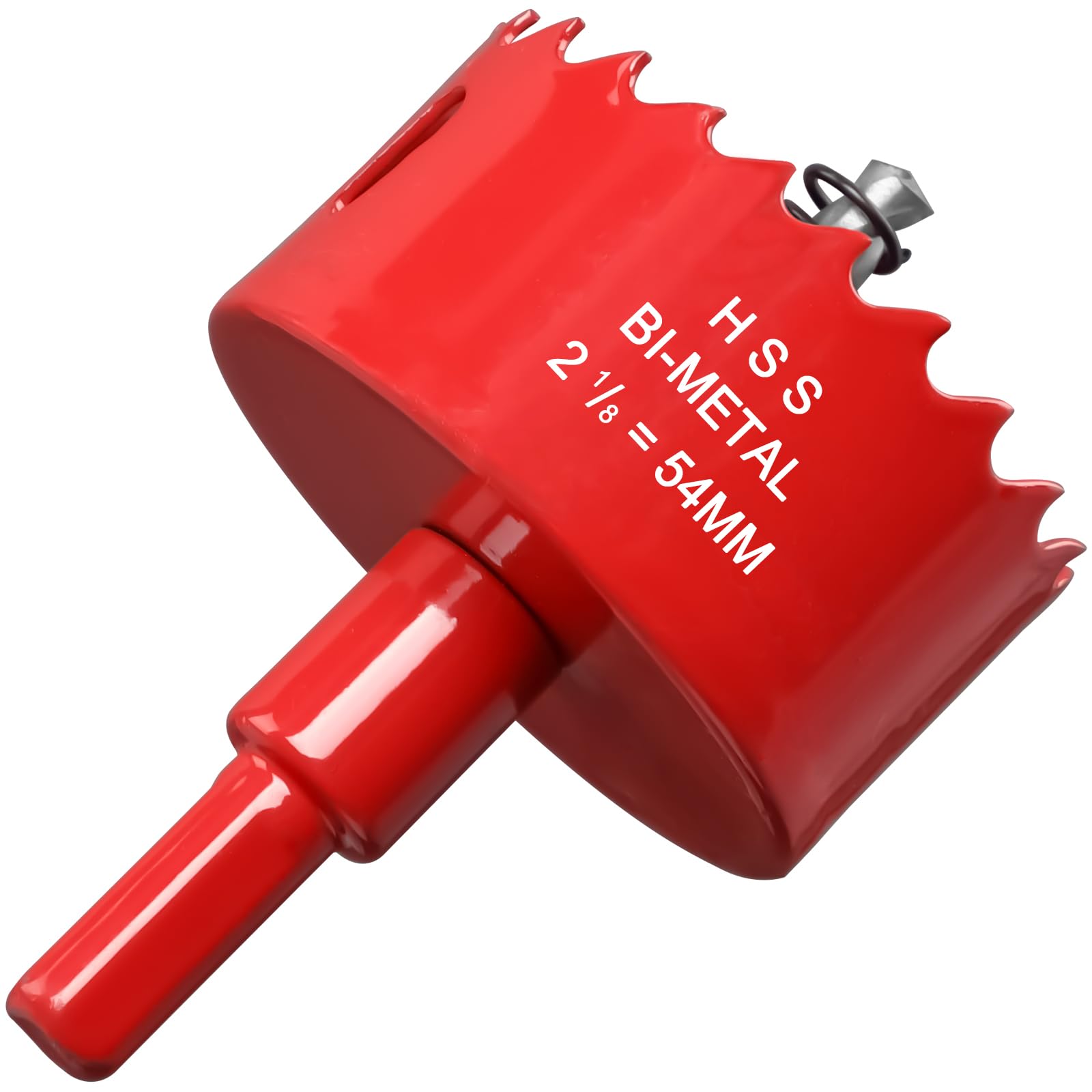 54mm Hole Saw for Wood, HSS Bi-Metal Hole Cutter in 30mm Depth, with Center Drill bit and Hex Shank Arbor, Applied for Cutting Boards, Plastic and Soft Metal Sheet