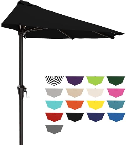 International Caravan St. Kitts 9-Foot Wall Hugger Patio Umbrella Black YF-1147-2.7M-BK, 9 ft : Patio, Lawn & Garden