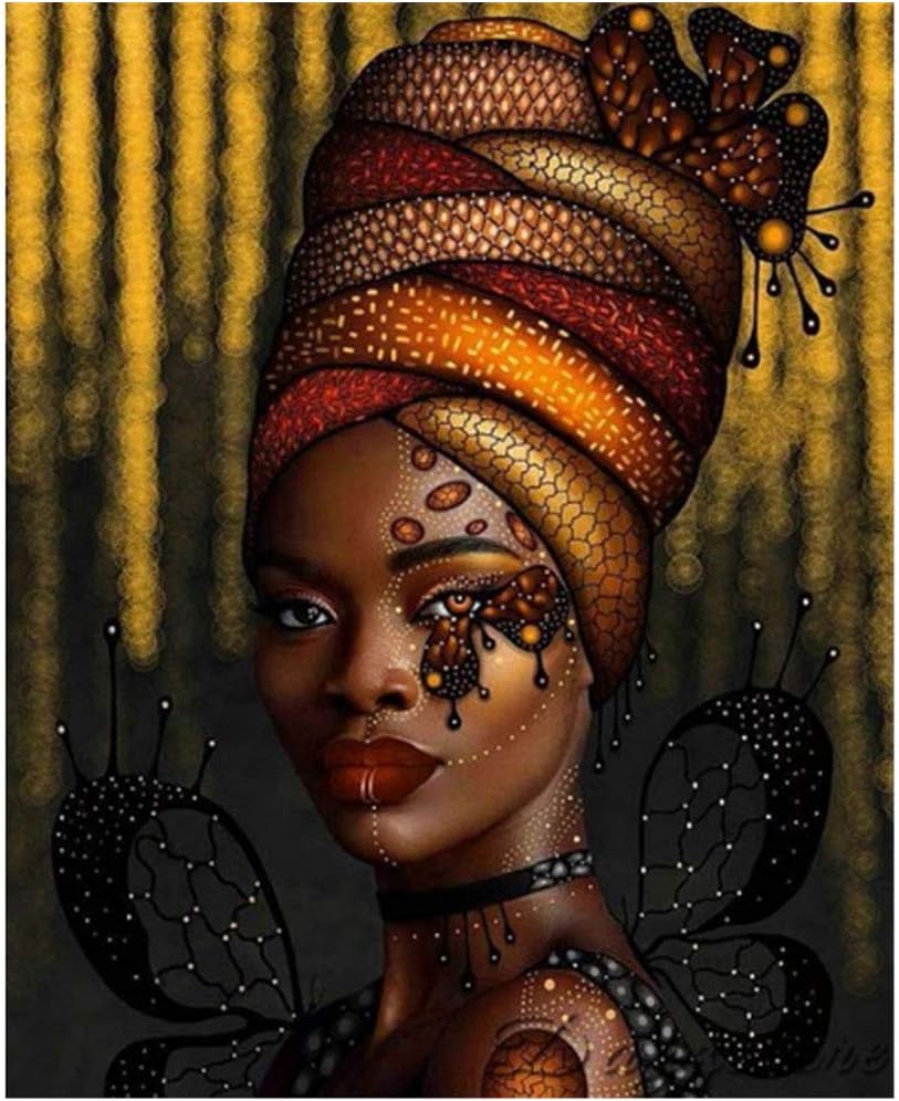 Full 5D DIY Diamond Painting Rhinestone Butterfly African Girl Pictures of Crystals Embroidery Kits Arts, Crafts & Sewing Cross Stitch (African Girl)