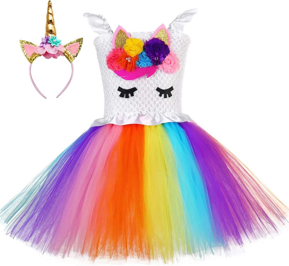 HJTT Pastel Unicorn Tutu Dress for Girls Kids Birthday Party Unicorn Costume Outfit