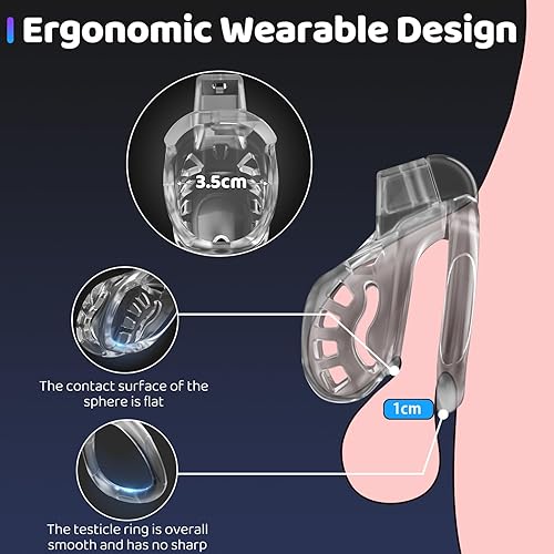 Male Chastity Cage, Lightweight Male Chastity Device with 5 Size Ring &  Invisible Lock, Durable and