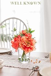 WELL KNOWN Artificial Flowers in Glass Vase with