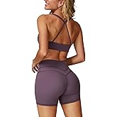 QBGJTD Women 2 Piece Workout Back Sets Sports Bras Matching High Waist Booty Lifting Shorts Gym Yoga Jogger Wear Outfits