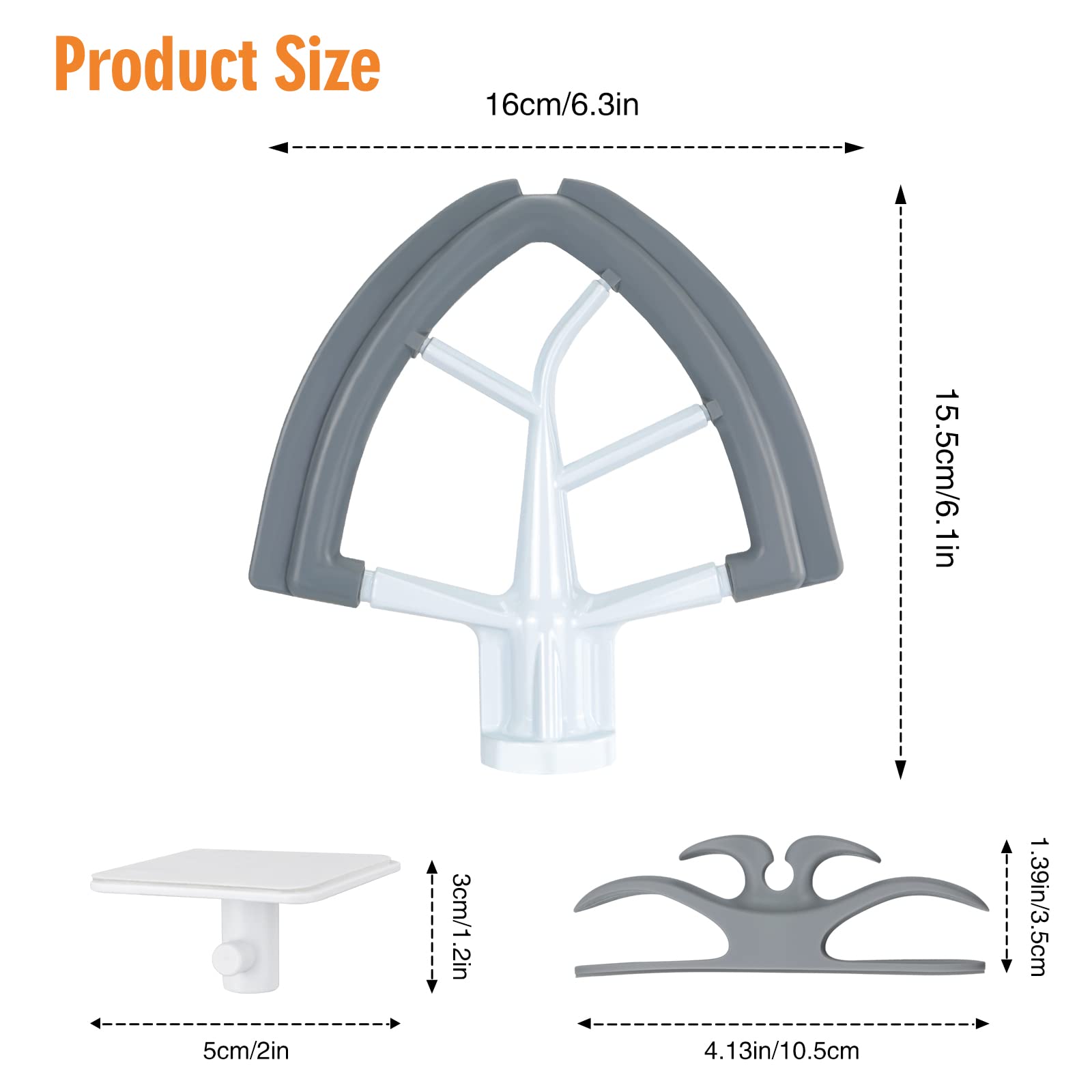 Owowong Flex Edge Beater Aid 4.5-5Qt Tilting Head Stand Mixer with Cable Organizer and Fixing Holder, Flat Beater Paddle with Flexible Silicone Edges, Bowl Scraper, Kitchen Utensil Mixer Accessories