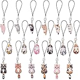 HOBBIESAY 18Pcs Kawaii Cat Phone Strap Charms 8.8-10.2cm Mobile Pendants for Backpack Wallet Keychain Decoration