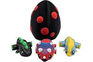 ZZ LIFE Easter Dinosaur Egg with 3X Dinosaur Fidget Animals - Triceratops, T-Rex, Parasaur - Includes Mystery Egg with Twist Enclosure - Educational, ADHD, Stress, Anxiety Relief