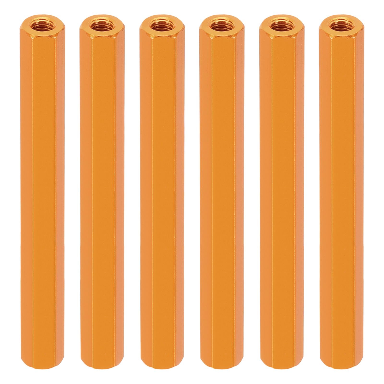 PATIKIL M3 Hex Nuts, 6pcs M3 Threaded Spacers Aluminum 55mm L Female Metal Spacer Screw Standoff for M3 Screw Bolts RC Car Drones Stacks Motherboard, Golden