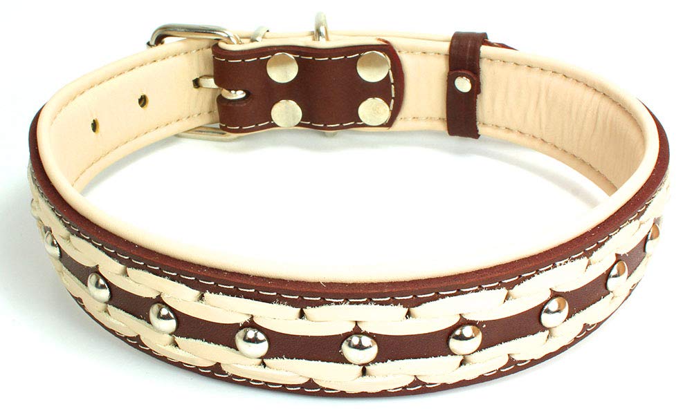 Unbekannt Sulla Real Leather Padded Handmade Dog Collar in Fashionable Colours Braided M/L/XL/XXL