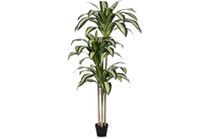 Verinatural Artificial Dracaena Tree 5FT - Tall Faux Floor Plant with UV-Resistant,Artificial Plants with Lifelike Leaves,Potted Fake Trees for Home, Living Room,Indoor & Outdoor Decor,VN123(Yellow)