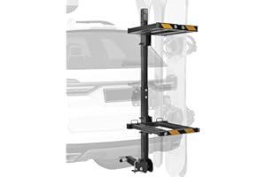 VEVOR Folding Hitch Mounted Ski & Snowboard Rack, Fits 2-Inch Receiver, Carries up to 6 Pairs of Skis or 4 Snowboards, Adjust
