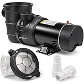 XtremepowerUS 1.5HP Above Ground Swimming Pool Pump 2-Speed Pump Spa 1.5" inch High Flow Dual Speed Self Filter Basket w/ Pool Hose Adapter