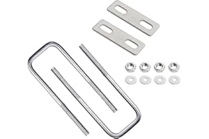 Aoje-Link Square U-Bolts 1.22inch(31mm) Inner Width M6 Thread 304 Stainless Steel Silver with Plates Nuts Flat Washers for CarRVTrailer Bumper, 2Pcs, M6x31x100mm