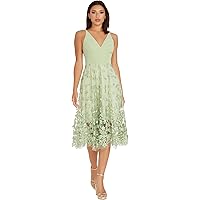 Amazon.com: Dress the Population Womens Elisa Sleeveless Plunge Neckline  Fit and Flare Midi, Dusty Pink Multi, XX-Small US : Clothing, Shoes &  Jewelry
