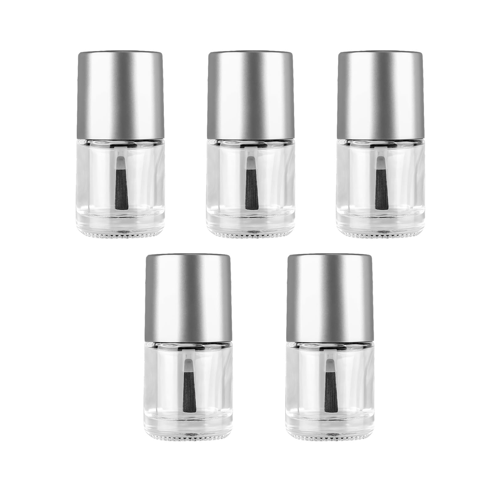 5PCS 10ml Empty Nail Polish Bottles Clear Glass Refillable Nail Art Vials with Brush Cap for DIY Nail Polish Making Manicure Supplies