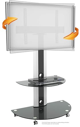 Ricoo Supporto Tv Da Pavimento Ruote Piede Fs0502 Staffa Orientabile Girabile Con Ruolo Smart 4k Curvo 3d Qled Oled Led Lcd Plasma Televisore Mobile